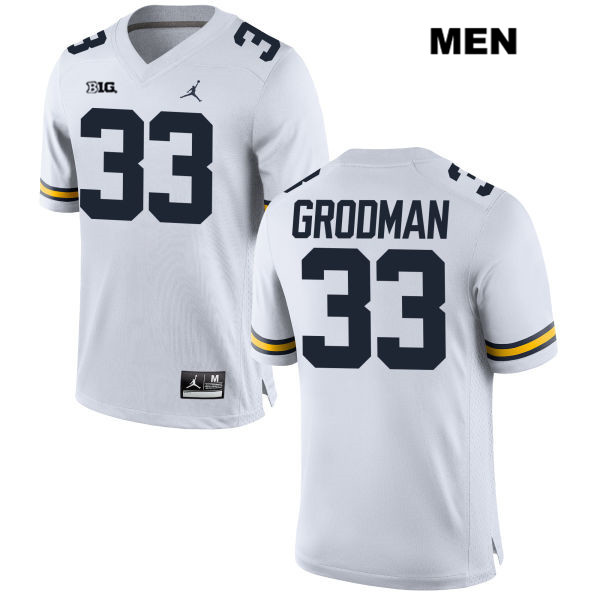 Men's NCAA Michigan Wolverines Louis Grodman #33 White Jordan Brand Authentic Stitched Football College Jersey KO25O40NQ